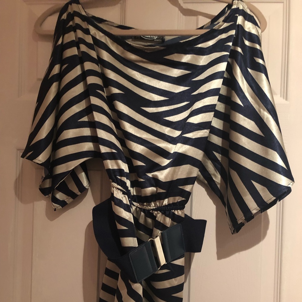 Belted satin blouse